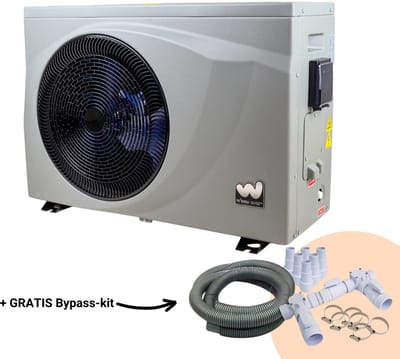 W'eau full Inverter Zwembad Warmtepomp - Zwembad Verwarming - Pool Heater - Energiezuinig - Warmtepomp - Elektrisch - 5,5kW - Staal - Grijs - Incl. Bypass