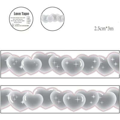 Nouveau Kawaii Étincelant Cœur d'Amour Forme Spéciale Paysage Washi Tape Journal DIY Décotatif Masquage Tapes Papeterie gris