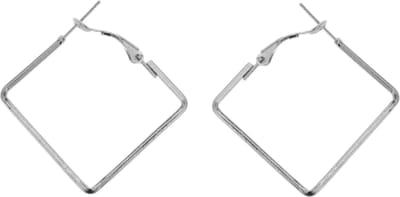 Behave - Oorringen vierkant zilverkleur 3,5 cm - Nikkelvrij - Geometrische sieraden