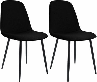 CLP Maryam Set van 2 eetkamerstoelen - klassiek - met rugleuning - zwart metalen frame - belastbaar tot 150 kg - Stof/zwart