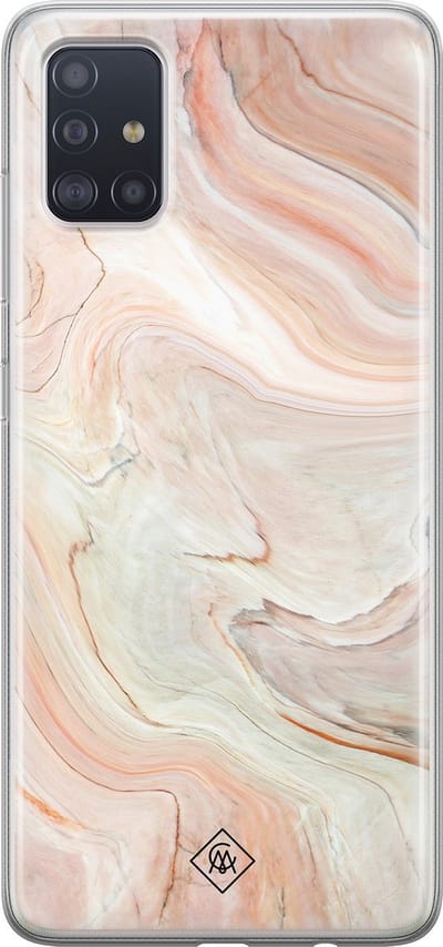 Casimoda® hoesje - Geschikt voor Samsung A51 - Marmer Waves - Backcover - Siliconen/TPU - Bruin/beige