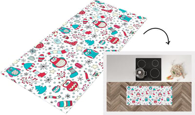 Keukenloper - Loper keuken - Patronen - Uil - Kerst - 120x50 cm - Keukenloper vinyl