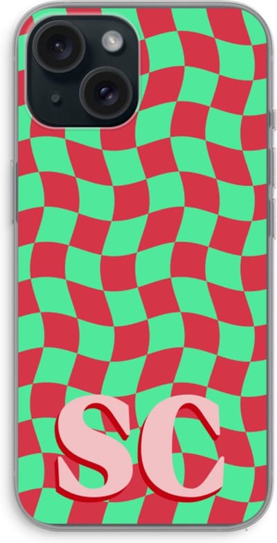 Gepersonaliseerd - Case Company® - Hoesje geschikt voor iPhone 15 hoesje - Grid Monogram - Soft Cover Telefoonhoesje - Bescherming aan alle Kanten en Schermrand