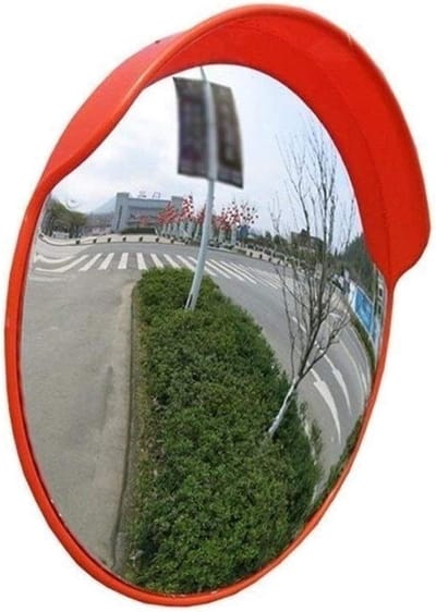 Veiligheidsspiegel Weg - Convexe Spiegel - Verkeersinzicht Verbeteren - Slagvast PC Materiaal - 60 Cm - Oranje