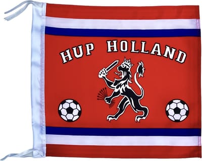 Bootvlag Hup Holland vlag met Leeuw - 40 x 40 cm - EK/WK - Voetbalvlag - voetbal