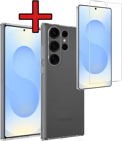 Hoesje - Met Screenprotector - Geschikt voor Samsung Galaxy S25 Ultra - Sterk & Shockproof - Telefoon Hoes - Back Cover - Siliconen Case - Telefoonhoes - Transparant