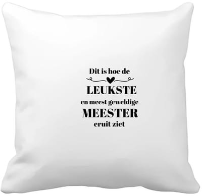 Akyol - dit is hoe de leukste en meest geweldige meester eruit ziet Kussen hoes - Meester - meest leukste leraar - verjaardag - cadeautje voor meester - meester artikelen - kado - geschenk - collega's - 40 bij 40 cm
