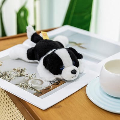 Palm Treasure Mini Pop Hanger Border Collie Pluche Speelgoed Pop Puppy Schooltas Hangende Decoratie Sleutelhanger Pop [Lying posture 22cm; sitting posture 15cm] black
