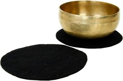 Vilten onderzetter voor klankschalen enz. - 20cm - Vilt - Wol - Zwart