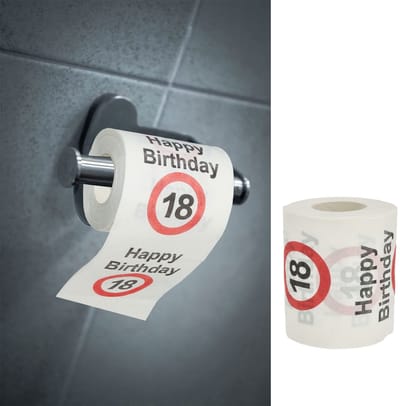 Cosensi- Toiletpapier "Happy Birthday" - 2-laags - 24 meter - 180 g/m² - verjaardagsmotief - wit/rood/zwart - Wc-rol