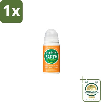 1 x Happy Earth – Deodorant Roll-On – 100% Natuurlijk Rose Petitgrain – 75 ml- 100% Natuurlijk Deodorant - Roll-on Deodorant - Bloemige Geur - Frisse Geur - Anti-irritatie