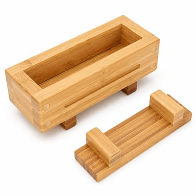 JustValue sushi kit - bamboe sushi maker set met mal en pers - 2-delig - 22 x 9 x 8 cm