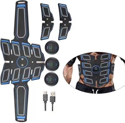 Draagbare buikspiertrainer met meerdere niveaus, oplaadbare spierstimulator, fitnessband voor het versterken van de core, fitnessband voor buikspiertraining