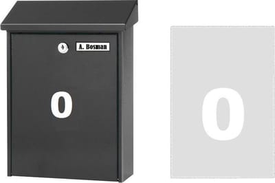 Huisnummer sticker 0 WIT (6cm hoog) / plakcijfer / cijfersticker