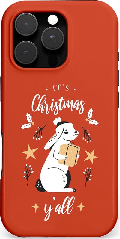 Casetastic hoesje geschikt voor Apple iPhone 16 Pro - MagSafe - Dubbellaagse bescherming - Kerst Konijntje Flappie - Fashion Case - Terracotta