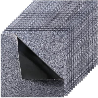 VEVOR Tapijttegels 18x18 Inch, 10 Stuks Peel And Stick Tapijt Vierkant Tapijt, Zelfklevend Commercieel Vloerbedekking Zacht Gevoerd Voor Naadloze Bedekking 22,5 Vierkante Voet, Eenvoudige Diy Vervanging Voor Woonkamer Kantoor, Grijs