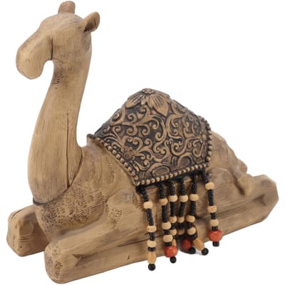 Statue de Chameau Résine Durable Fond Plat Style Rétro Lustre Exquis Ornement de Chameau pour Maison Bureau beige