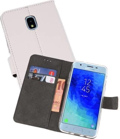 Booktype Telefoonhoesjes - Bookcase Hoesje - Wallet Case - Geschikt voor Samsung Galaxy J3 2018 - Wit