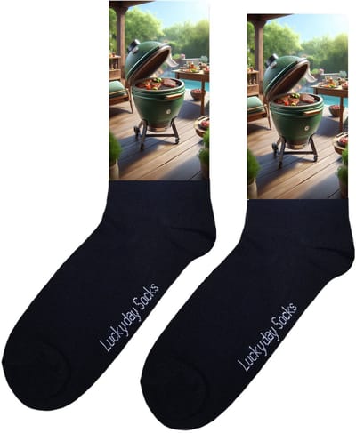BBQ - Valentijns Cadeau - Grappige sokken - Leuke sokken - Hem Haar sokken - Vrolijke sokken - Sint cadeau - Vaderdag - Moederdag - Verjaardag cadeau - Kerst cadeau - Keramisch - Groen - Leuk Cadeau - Socks maken Happy - 37-44
