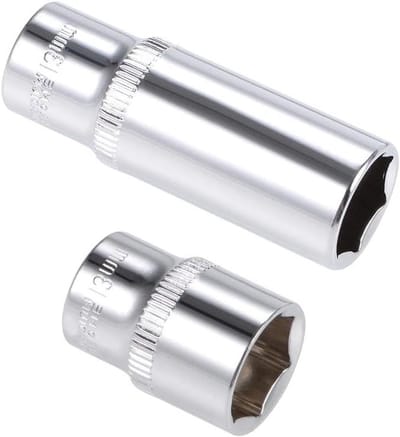 Set van 2 stuks 1/4-inch ratelsleutel met 13mm diepe en ondiepe dopsleutels, Cr-V, 6-punts, Metrisch voor auto-reparatie en huishoudelijk gebruik