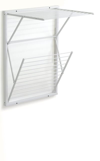 Arredamenti Italia Koral Laccato Bianco - Houten Handdoekrek - Inklapbaar Wanddroogrek - 13m Drooglengte