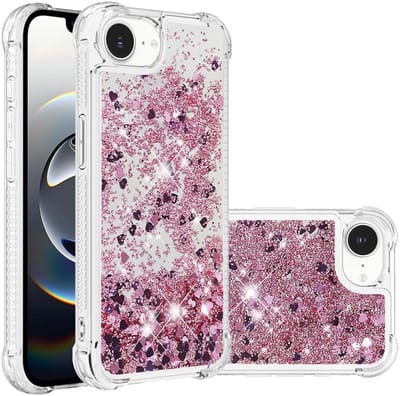 Coverup Hoesje - Geschikt voor iPhone 16e / 17e Hoesje - Coverup Liquid Glitter Back Cover - Rose Gold