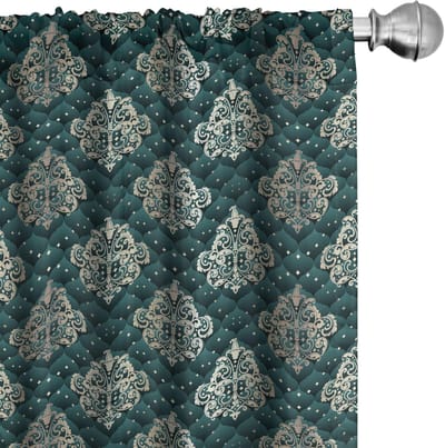 ABAKUHAUS Damastgordijn – 2x75x175 cm – microvezel – donker teal