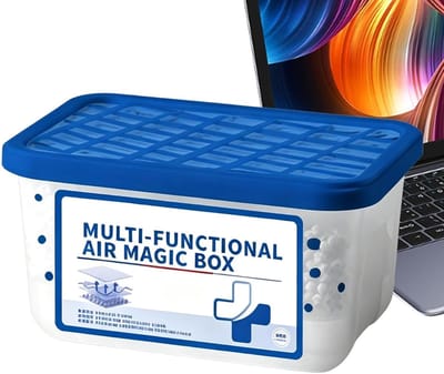 Automatische Stofverwijderingsdoos - Luchtreiniger Stofabsorptiemiddel - Verbeteren Luchtkwaliteit - 360 Gradenzuivering - 12x7x6.5 Cm - Wit