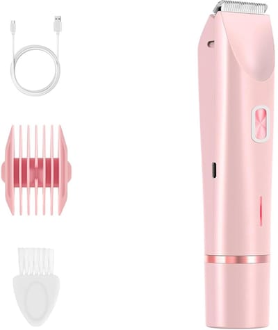 1-pack - 2-in-1 elektrische ontharingsapparaat - Bikinilijntrimmer - Pluisverwijderaar - IPX7 waterdicht - Elektrisch scheerapparaat voor nat en droog gebruik - Geschikt voor schaamhaar, okselhaar en beenhaar - 16,7*3,3*3,2 cm - Roze