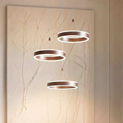 Lucande LED hanglamp Kolo, bruin, 3-lamps, dimbaar