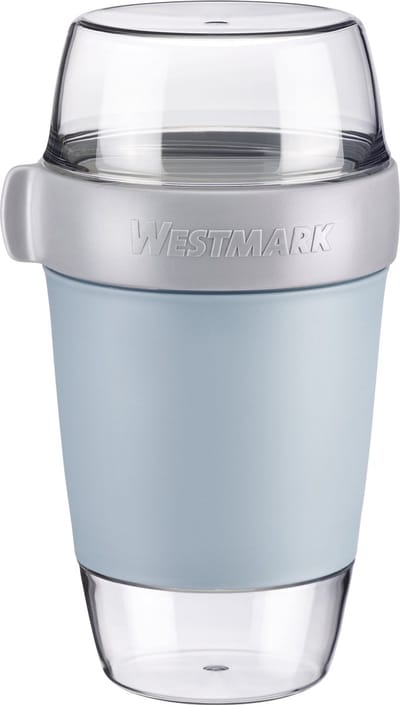 Westmark Lunchpot, groot, met 3 lekvrije compartimenten: 350 ml + 600 ml + 200 ml, kunststof, natuurlijk BPA-vrij, blauw/grijs/helder, 5287226B