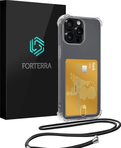 Hoesje Geschikt voor iPhone 15 Pro Pashouder Case Siliconen Hoes Met Koord - Hoes Geschikt voor iPhone 15 Pro Met Telefoonkoord Hoesje Back Cover Met Pasjeshouder - Transparant