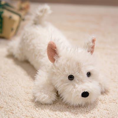 West Highland White Terriër pluche knuffel 43 cm – terriër puppy speeltjes - Plushie Pluche hondenspeeltjes - schattige pluche speeltjes - Wit