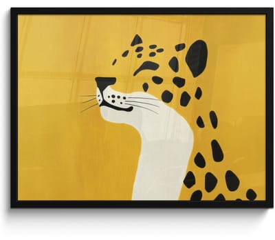 Poster in lijst - Fotolijst 70x50 cm - Posters - Cheetah - Illustratie - Geel - Posterlijst zwart - Decoratie - Wanddecoratie woonkamer - Muurdecoratie slaapkamer