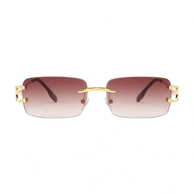 PBLIQ® Zonnebril Randloos - Heren - Dames - Bruin - Goud