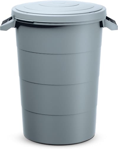Regenwatertank - Kunststof Ton - Tuinafval Opslag - Met Deksel Handgrepen - 80 Liter - Grijs