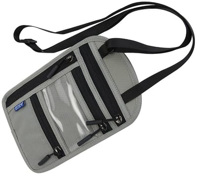 longziming 1 stuk Reiswaarde Portemonnee RFID voor Mannen en Vrouwen - Paspoorthoes - Anti-diefstal Nek Pouch - Slim - Lichtgrijs