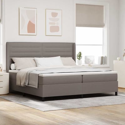vidaXL - LED - Box - Spring - Bed - met - hoofdeinde - Taupe - 200 - x - 200 - cm - Stof