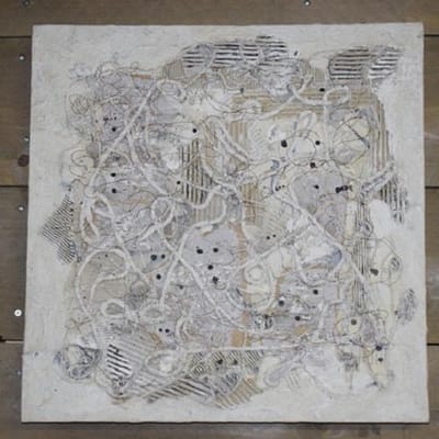 ZoeZo Design - Canvas - schilderij - wandbord - wanddecoratie - van natuurlijke materialen - Nautisch - strand - strandvondsten - beach - 50 x 50 cm - dikte 4 cm