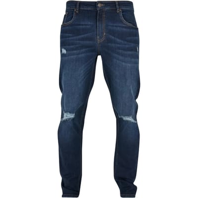 Urban Classics - Distressed Strech Denim Broek rechte pijpen - Taille, 36 inch - Donkerblauw