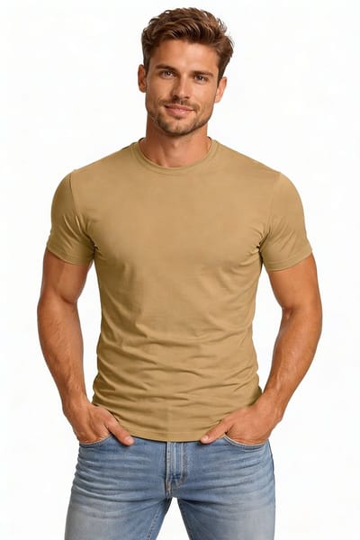 Relax Fit Heren Shirt - Katoen - Bruin - T-Shirt - Mode