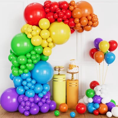 Ballonnenslinger, regenboogballonnenslinger, 12x30 cm, 117 stuks, pastelballonnen, blauw, paars, verjaardagsset, babyshower, bruiloft