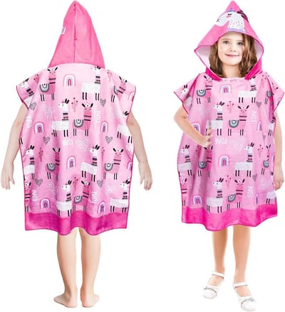 Zomerse Badhanddoek met Capuchon voor Kinderen - Poncho Handdoek van Microvezel voor Zwemmen, Strand en Douche - Geschikt voor Jongens en Meisjes van 3-16 Jaar, 75 x 180 cm