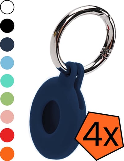 Hoesje Geschikt voor Apple AirTag 2e generatie Sleutelhanger Hoes Siliconen Hoesje - Siliconen Hoesje Geschikt voor Apple AirTag 2 - Sleutelhanger Hoesje - Donkerblauw - 4 PACK
