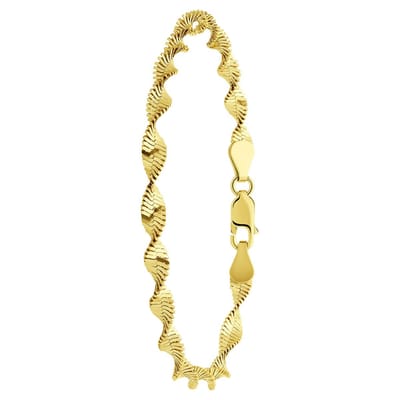 Lucardi Dames Gerecycled zilveren goldplated armband gedraaid - Armband - 925 Zilver - Goudkleurig - 19 cm