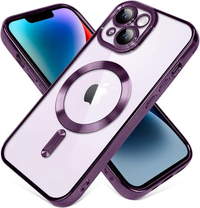 Telefoonhoesje Geschikt voor iPhone 13 – Siliconen Hoes met Chroom – Compatibel met MagSafe – Geïntegreerde Camerabescherming – Paars – FuturiQ
