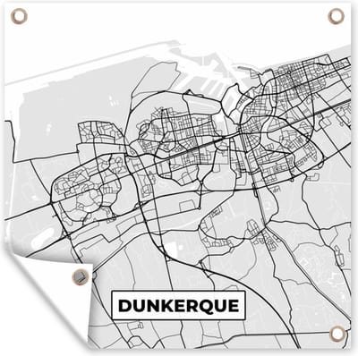 Tuin poster Kaart - Stadskaart - Dunkerque - Plattegrond - Frankrijk - 200x200 cm - Tuindoek