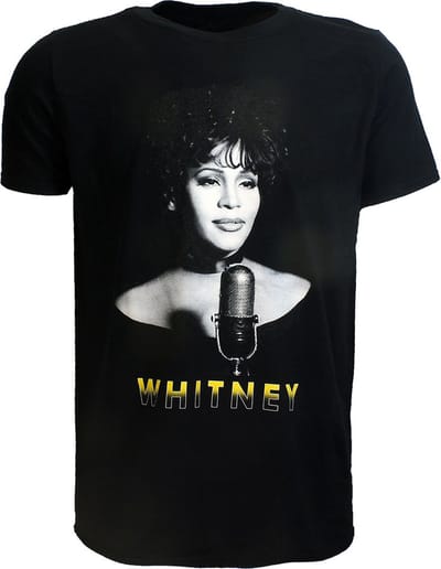 Whitney Houston Black & White Photo T-Shirt - Officiële Merchandise - L