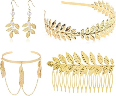 Griekse Godin Kostuum Set met 4 Stukken - Verkleedaccessoires voor Feesten en Thema-avonden