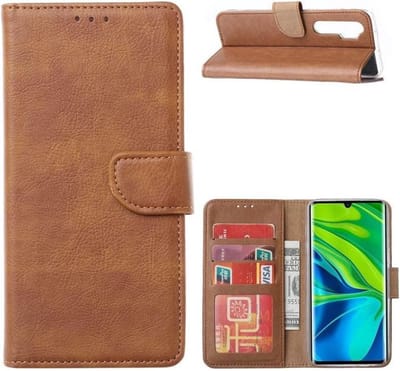 LuxeBass Hoesje geschikt voor Xiaomi Mi Note 10 Lite - Bookcase Bruin - portemonnee hoesje - telefoonhoes - gsm hoes - telefoonhoesjes